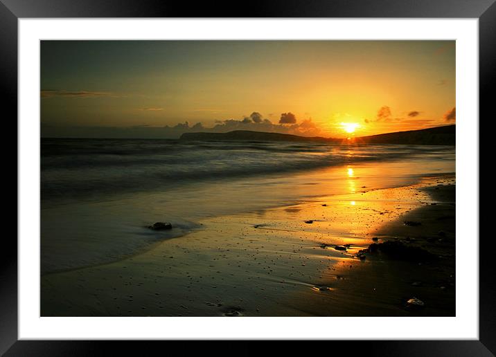 Orange Sunset Over Freshwater Bay, Isle of Wight Framed Mounted Print by Simon Gladwin