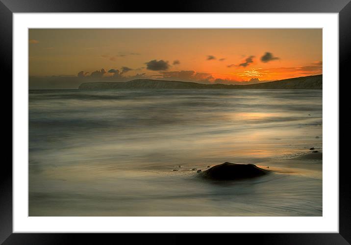 Sunset,Brook Chine, Freshwater Bay, Isle Of Wight Framed Mounted Print by Simon Gladwin