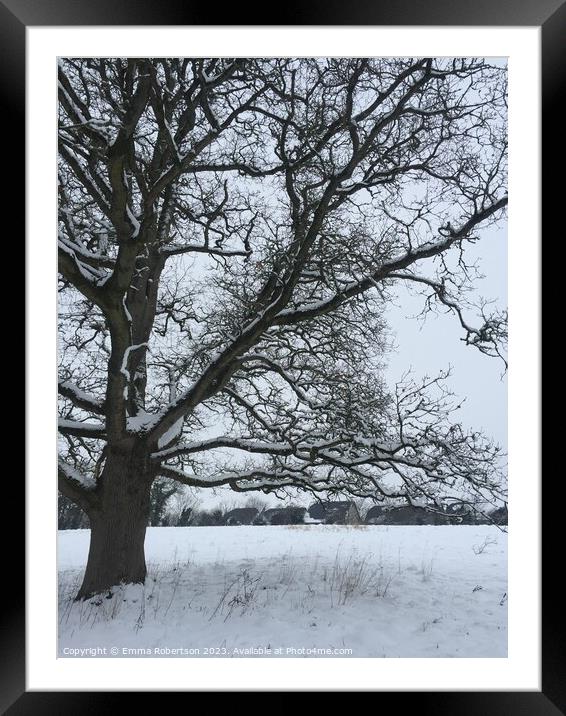 Snow-covered tree Framed Mounted Print by Emma Robertson