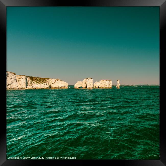 Old Harry Rocks - Isle of Purbeck Framed Print by Lenny Carter