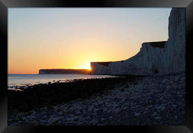 Sunset Beach Birling Gap Framed Print by Justin Lowe