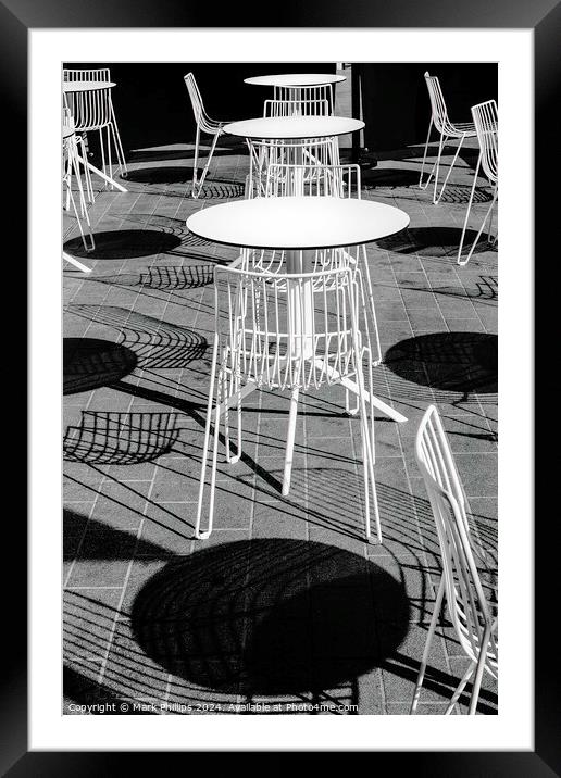 Cafe tables Framed Mounted Print by Mark Phillips