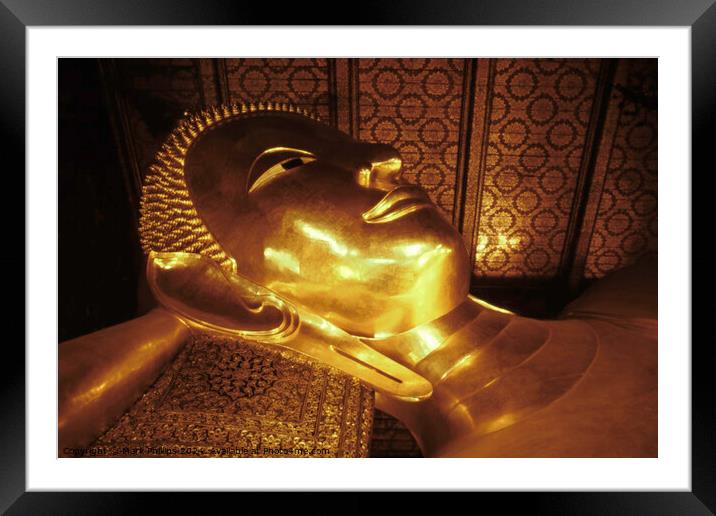Reclining Buddha Framed Mounted Print by Mark Phillips