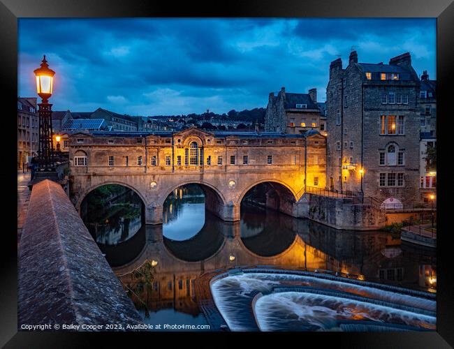 Pulteney Bridge crossing the river Avon in Bath at Framed Print by Bailey Cooper