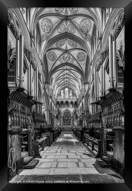 The Choir, Salisbury Cathedral, England Framed Print by Robert Mowat