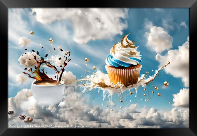 Heavenly delicious coffee and cupcake Framed Print by Jitka Saniova