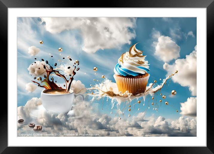 Heavenly delicious coffee and cupcake Framed Mounted Print by Jitka Saniova