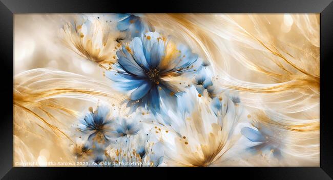 Gold and blue Framed Print by Jitka Saniova