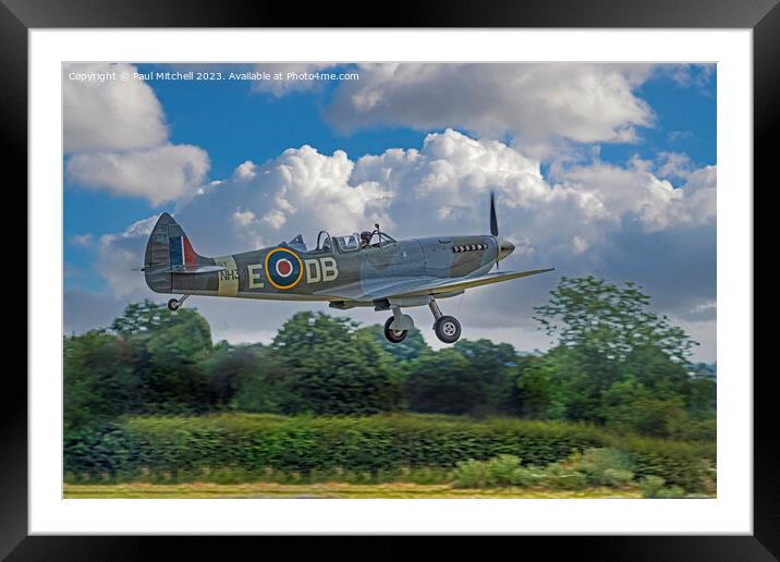  Spitfire Taking Off Framed Mounted Print by Paul Mitchell