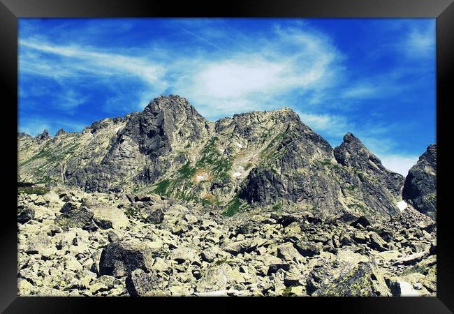 High Tatras panorama with snow on mountain, Slovak Framed Print by Virginija Vaidakaviciene