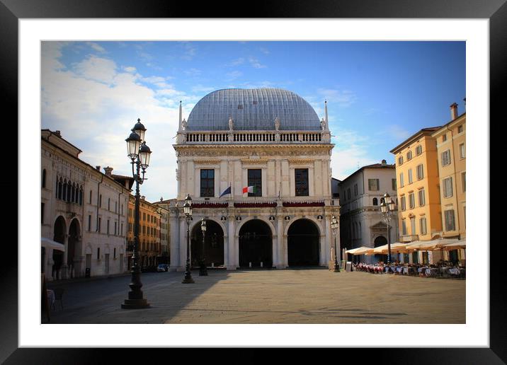 The Palazzo della Loggia, a Renaissance palace in Brescia, Italy, current site of the city council Framed Mounted Print by Virginija Vaidakaviciene