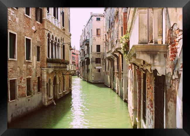 Canal in Venice, Italy. Exquisite buildings along Canals. Framed Print by Virginija Vaidakaviciene