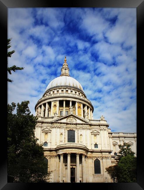 St Paul's cathedral in London and sky with clouds Framed Print by Virginija Vaidakaviciene