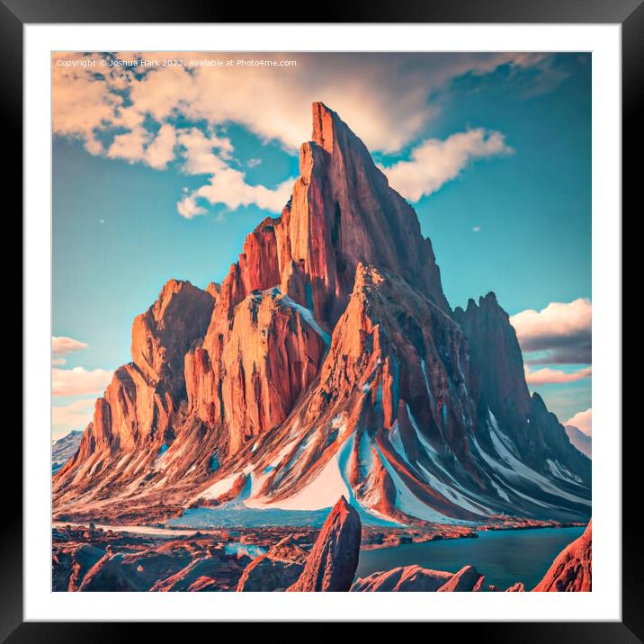 An Abstract AI Image Of A Beautiful Rocky Mountain Framed Mounted Print by Joshua Hark