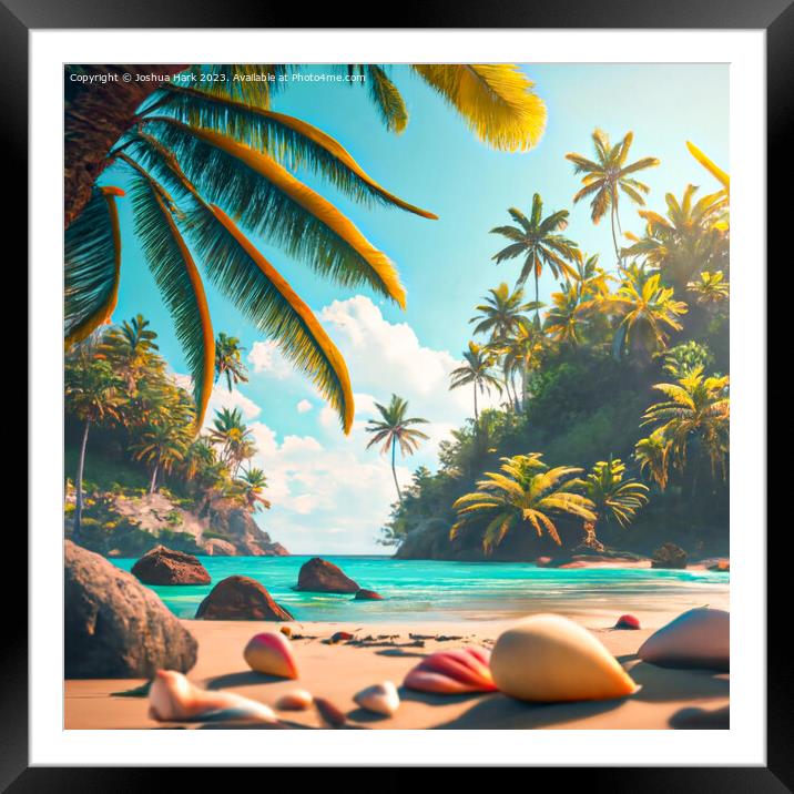 Abstract AI Image Of A Tropical Beach  Framed Mounted Print by Joshua Hark