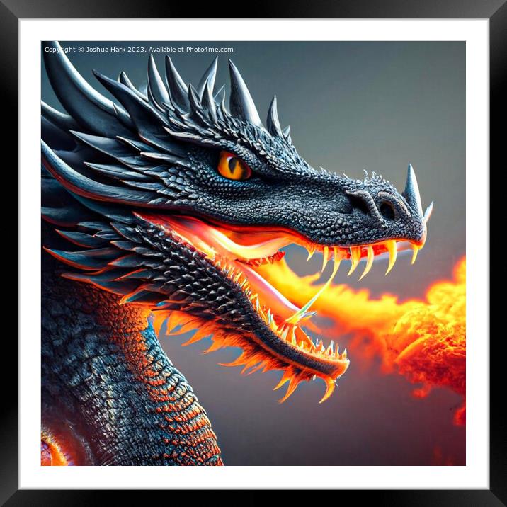 Fire Breathing Dragon  Framed Mounted Print by Joshua Hark