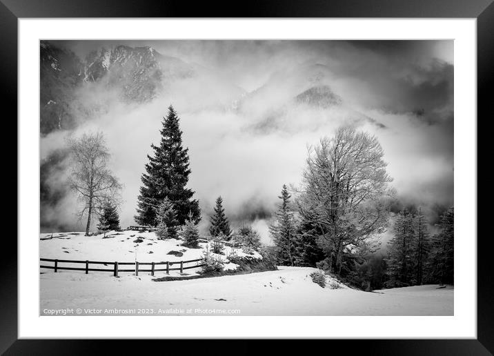 Austrian alps in black and white Framed Mounted Print by Ambrosini V