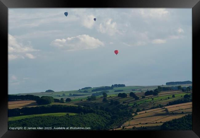 HOT AIR BALLOONS OVER DERBYSHIRE DALES Framed Print by James Allen
