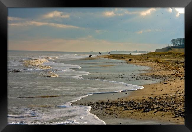 Benacre Beach Suffolk  Framed Print by James Allen