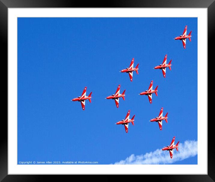 Red Arrow RAF Team  Framed Mounted Print by James Allen