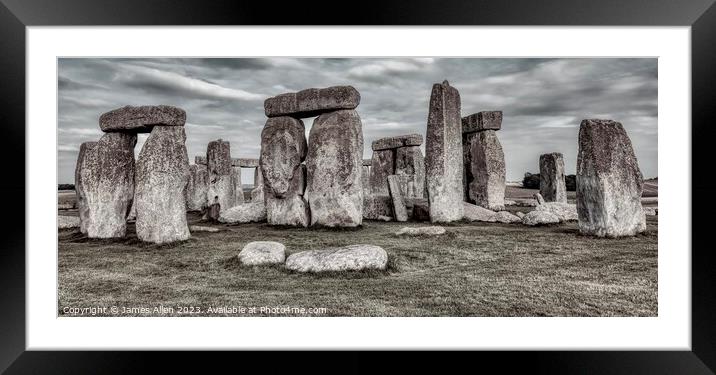 Stonehenge Black & White  Framed Mounted Print by James Allen
