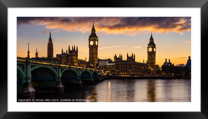 Big Ben At Sunset London  Framed Mounted Print by James Allen
