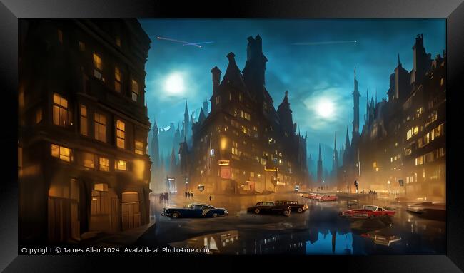 Arkham City The City That Never Sleeps!! Framed Print by James Allen