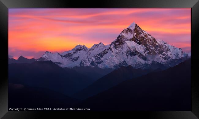 Mount Everest At Sunset  Framed Print by James Allen