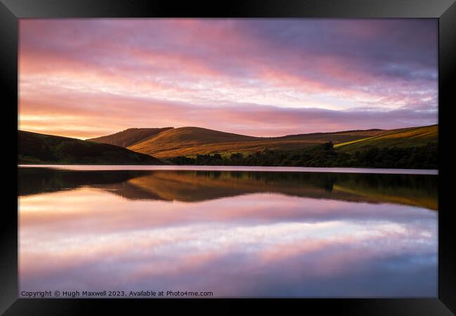 Sunrise at Glenbuck Loch in Ayrshire, Scotland. Framed Print by Hugh Maxwell