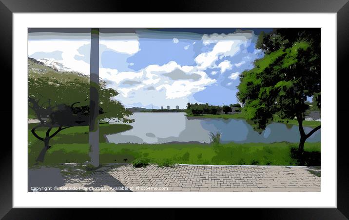 Landscape, nature, beauty, travel, water, street, lake Framed Mounted Print by Reinaldo França
