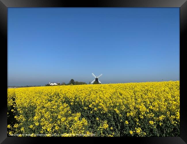The Rapeseed of Ripple Windmill Framed Print by Rebecca Hennessey