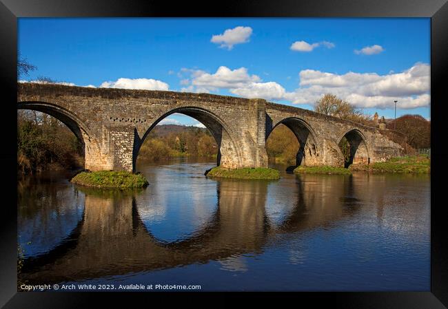 Stirling Old Bridge on the River Forth, Stirling, Scotland, UK Framed Print by Arch White