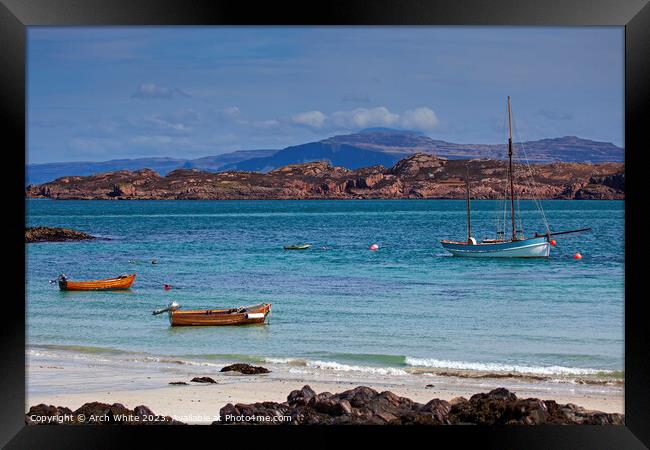 Isle of Iona beach, Sound of Mull looking towards  Framed Print by Arch White