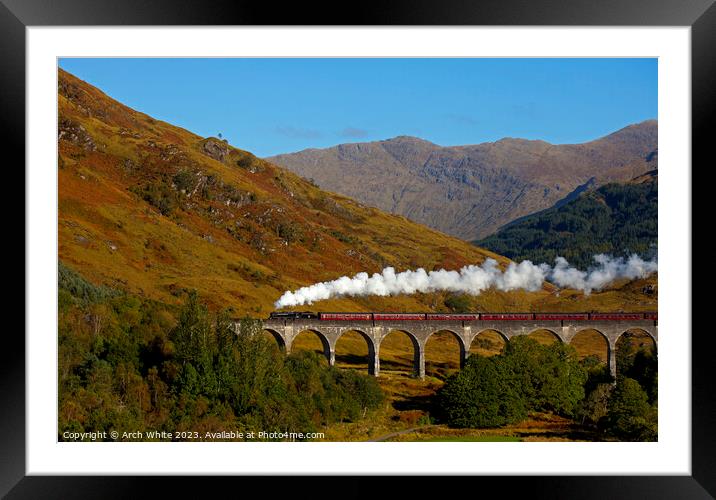 Jacobite Steam Train, Glenfinnan Viaduct, Lochaber Framed Mounted Print by Arch White