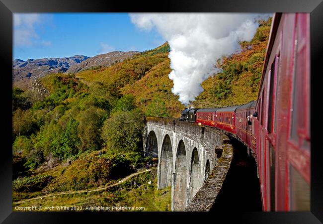 On board Jacobite Steam Train, Glenfinnan Viaduct, Framed Print by Arch White