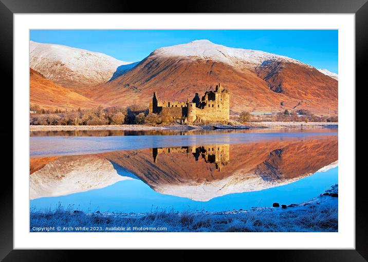 Kilchurn Castle reflected in Loch Awe, Argyll and  Framed Mounted Print by Arch White