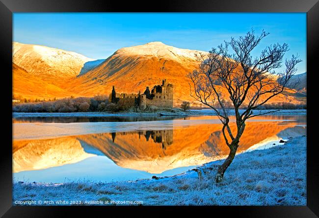 Kilchurn Castle reflected in Loch Awe, Argyll and  Framed Print by Arch White