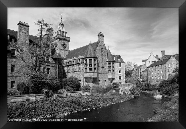 Dean Village and water of Leith, Edinburgh, Scotla Framed Print by Arch White