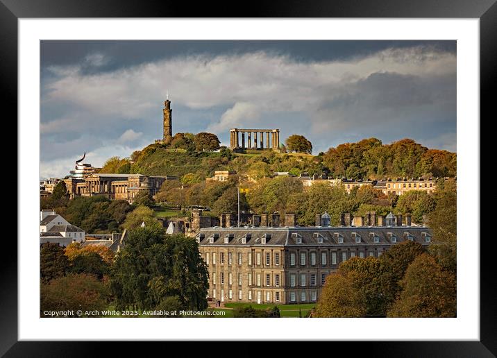 Edinburgh architecture viewed from Holyrood Park, Scotland, UK Framed Mounted Print by Arch White