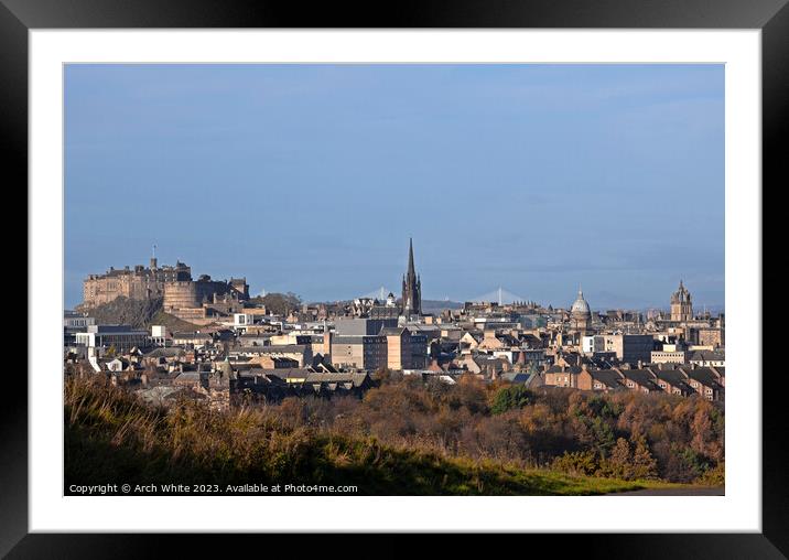 Edinburgh city centre skyline, Scotland, UK Framed Mounted Print by Arch White