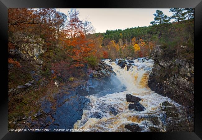 Rogie Falls, Black Water, Strathpeffer, Ross-shire Framed Print by Arch White