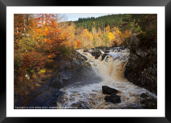 Rogie Falls, Black Water, Strathpeffer, Ross-shire Framed Mounted Print by Arch White