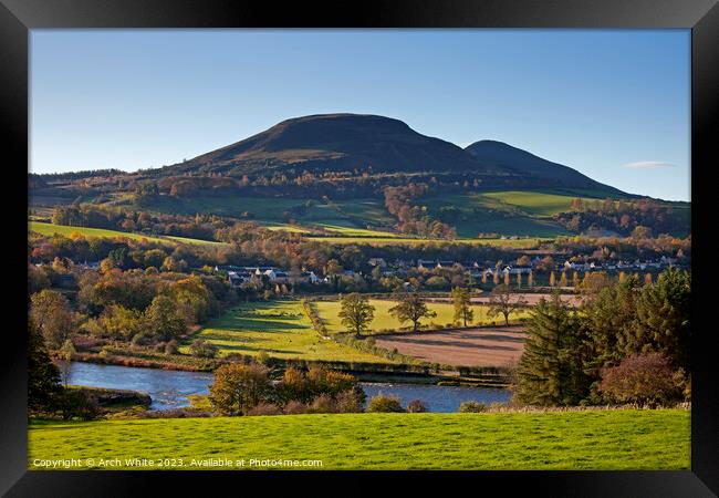 Eildon Hills with River Tweed, Melrose, Scottish B Framed Print by Arch White