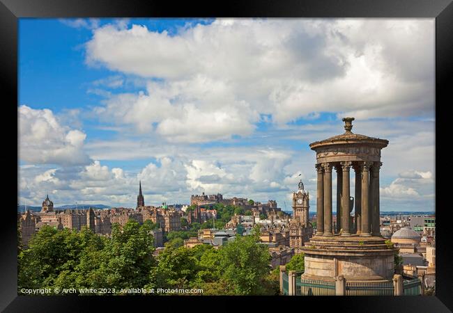 Edinburgh, city centre skyline, Scotland, UK Framed Print by Arch White