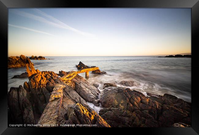 The Diving Rocks, Shroove, County Donegal Framed Print by Michael Mc Elroy