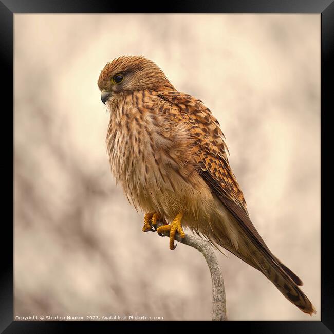 Perched Kestrel Framed Print by Stephen Noulton