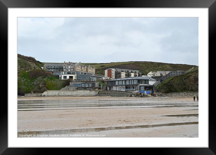 Watergate Bay Beach and Hotel Framed Mounted Print by Stephen Noulton