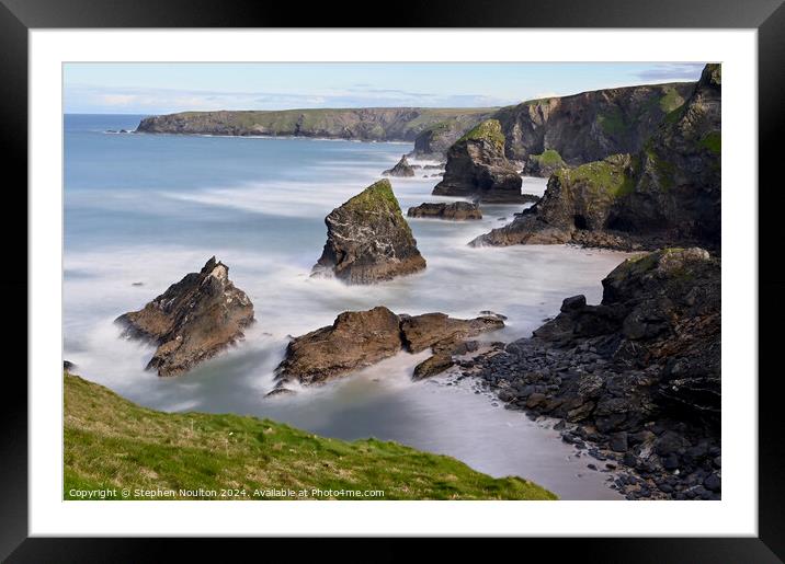 Bedruthan Steps, Cornwall Framed Mounted Print by Stephen Noulton