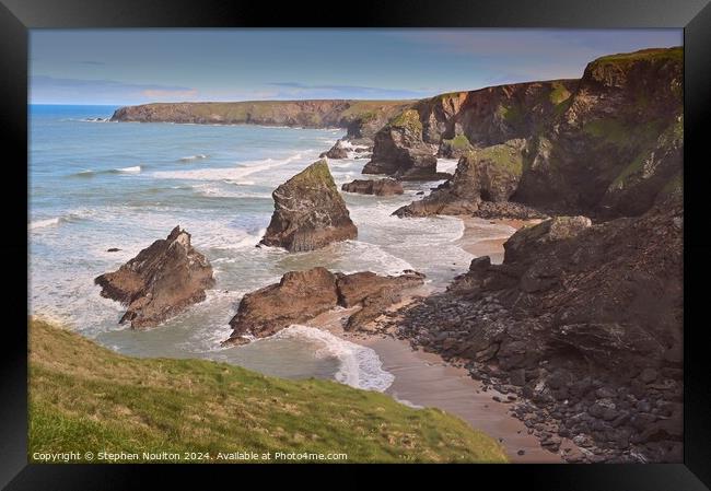 Bedruthan Steps, Cornwall Framed Print by Stephen Noulton