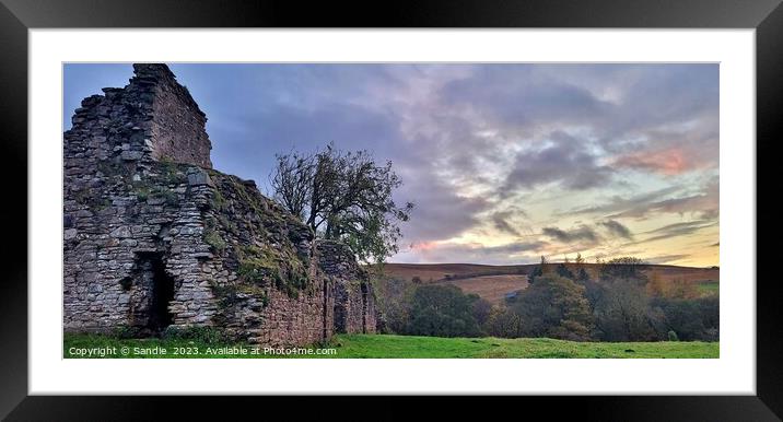 Sunsets over Pendragon Castle, Kirkby Stephen Cumb Framed Mounted Print by Sandie 